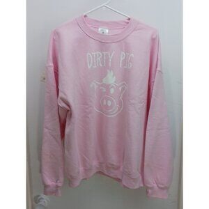 Women's Sweatshirt Pink Size XL Dirty Pig 50% Cotton 50% Polyester Preshrunk EUC